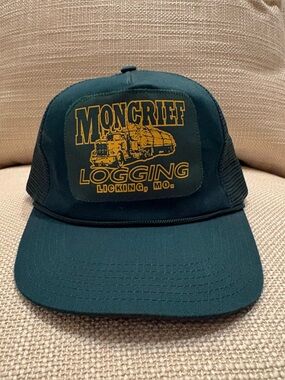 Vintage Moncrief Logging Green Trucker Cap/ Front Patch / Snap Back / Mens OSFM